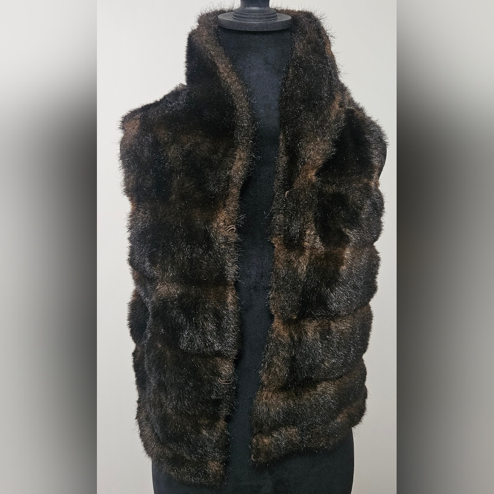 Marvin Richards Vintage Brown Faux Fur Vest- Size S EUC